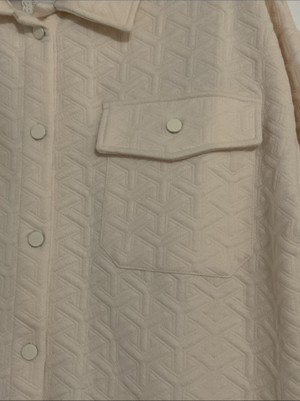 XL Cream Quilted Shacket Oversized Snap Front Simply Southern NWT - Picture 5 of 6